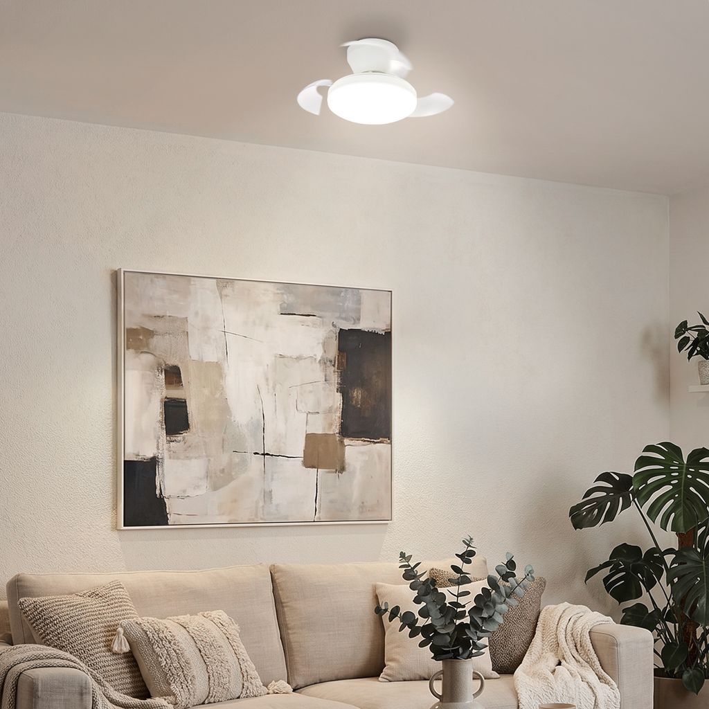 Ravan Deckenventilator mit Beleuchtung - 15W, 1750lm, 3 Geschwindkeiten, CCT, Dimmbar, Weiß