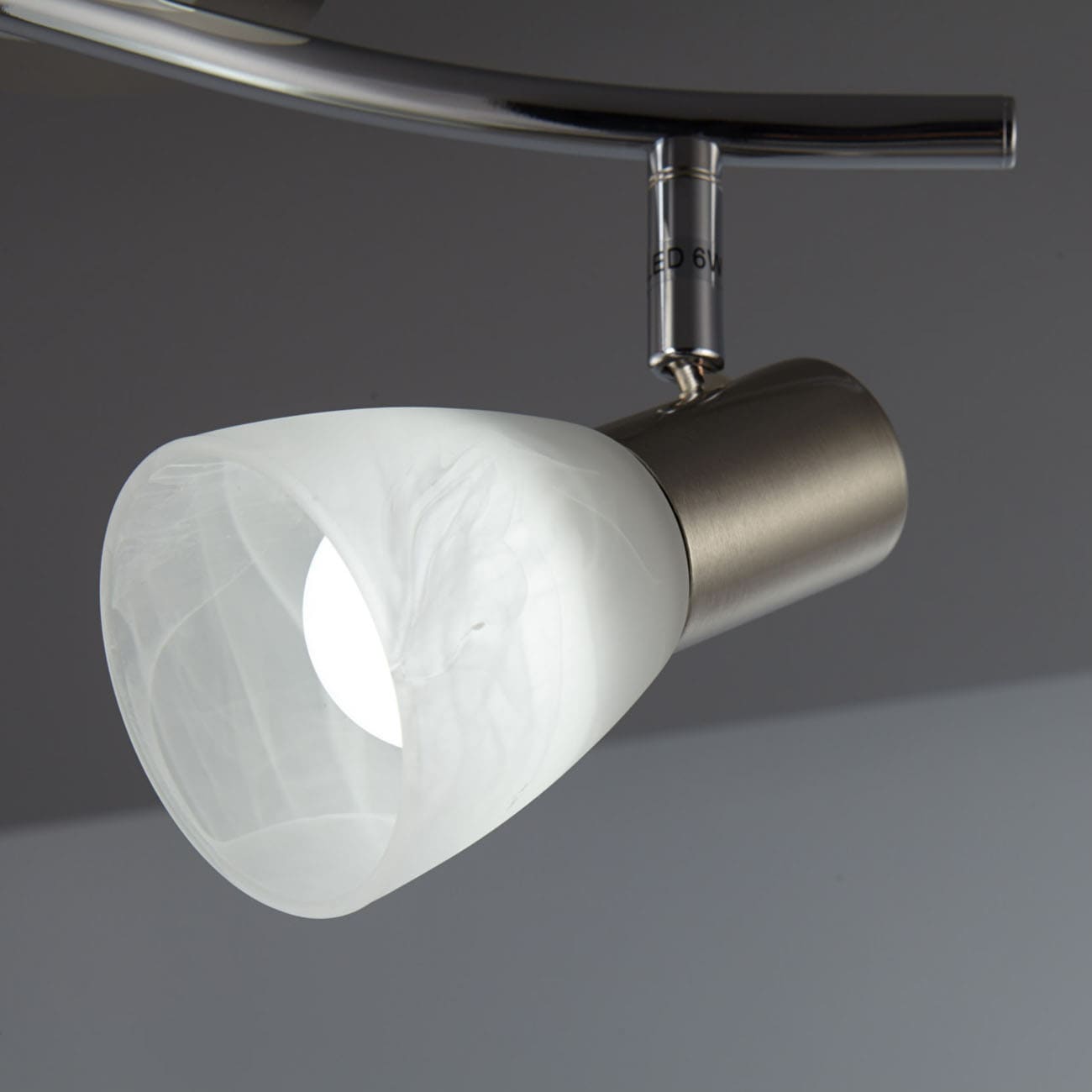 LED Deckenspot 34x14cm - 2-flammig - Spots drehbar schwenkbar Glas Metall E14 10W 940lm warmweiß | chrom matt-nickel - 5