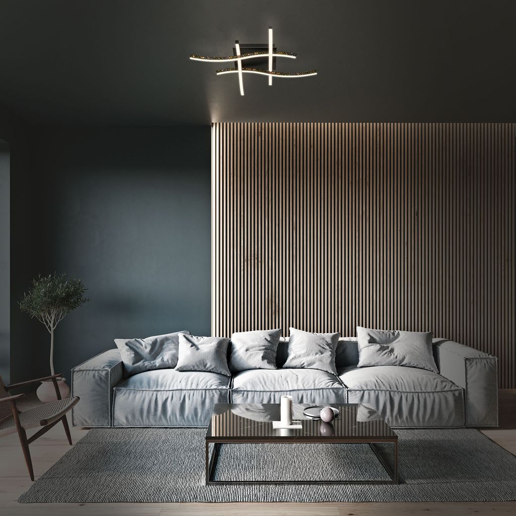 Briloner Leuchten REY - Wand-& Deckenleuchte - 3718045 - Glitzereffekt durch Laserlochoptik - 24W ? 2800 lm - Warmweiß 3000K - 64.5 x 64.5 x 10 cm 4