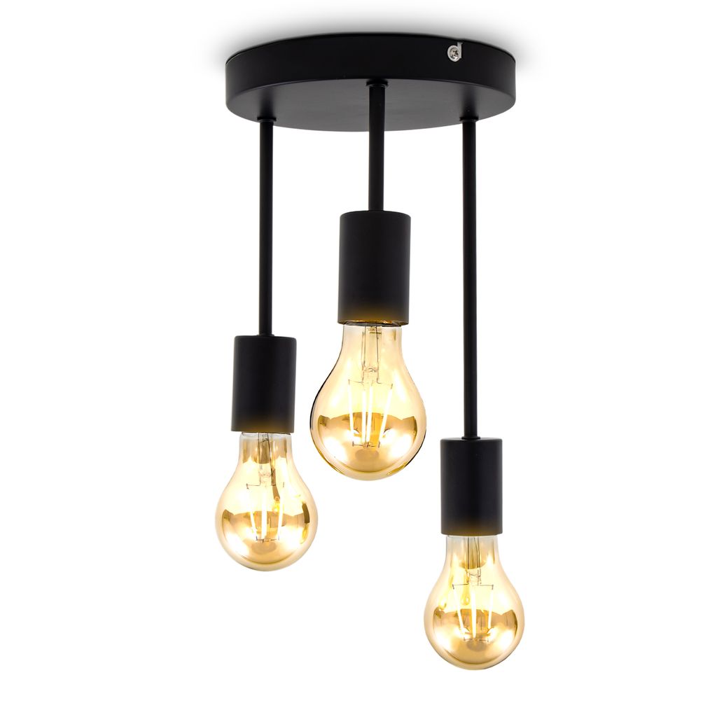 Deckenlampe Ø19 cm - E27 Fassung. 3-flammig. retro. schwarz 6