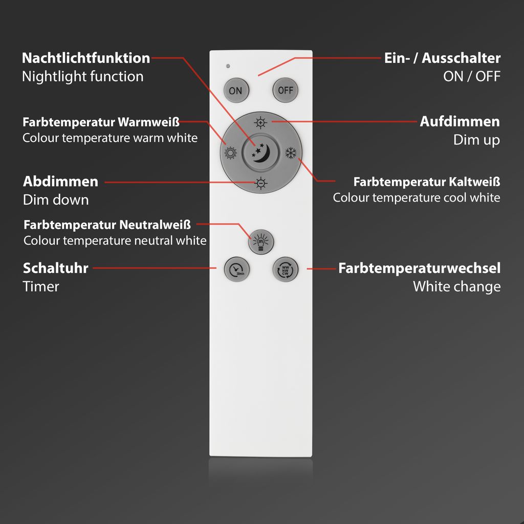 LED Panel CCT Deckenleuchte Deckenpanel Fernbedienung dimmbar 38x38cm  Briloner 5