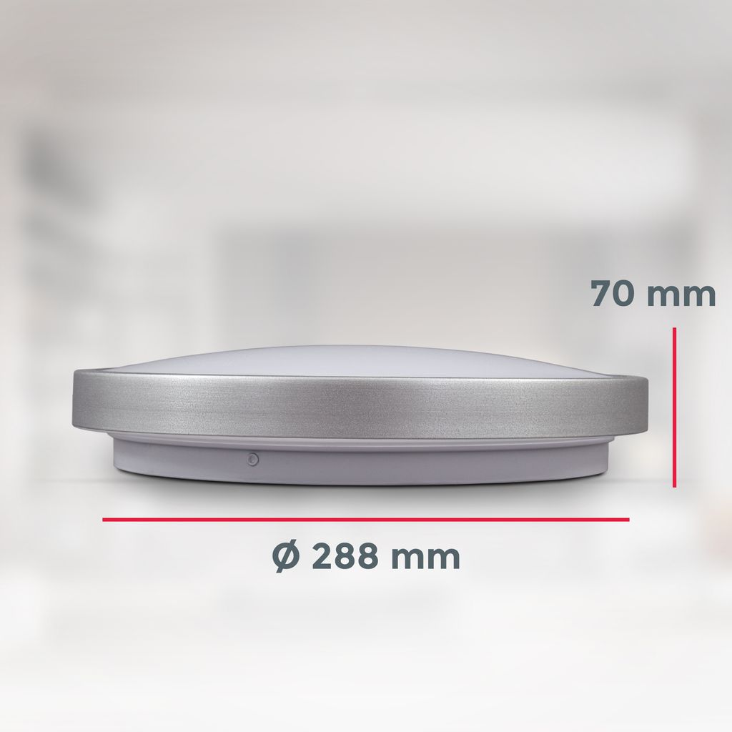 Deckenleuchte Ø28.8 cm - 12W. 1200lm. LED. warmweiß. silberfarbig 6