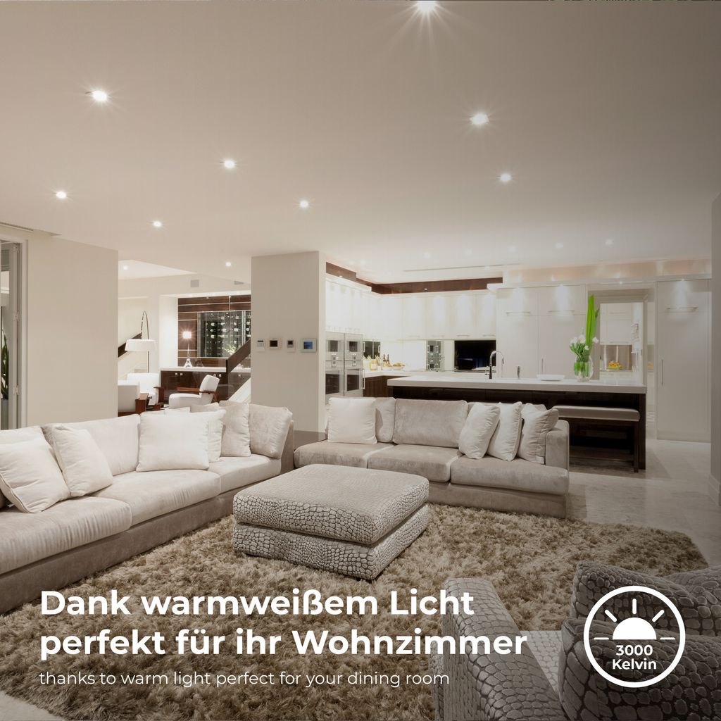 Einbaustrahler 68mm 6er Set - 230V. 4.9W. 480lm. LED. IP65. warmweiß. weiß 4