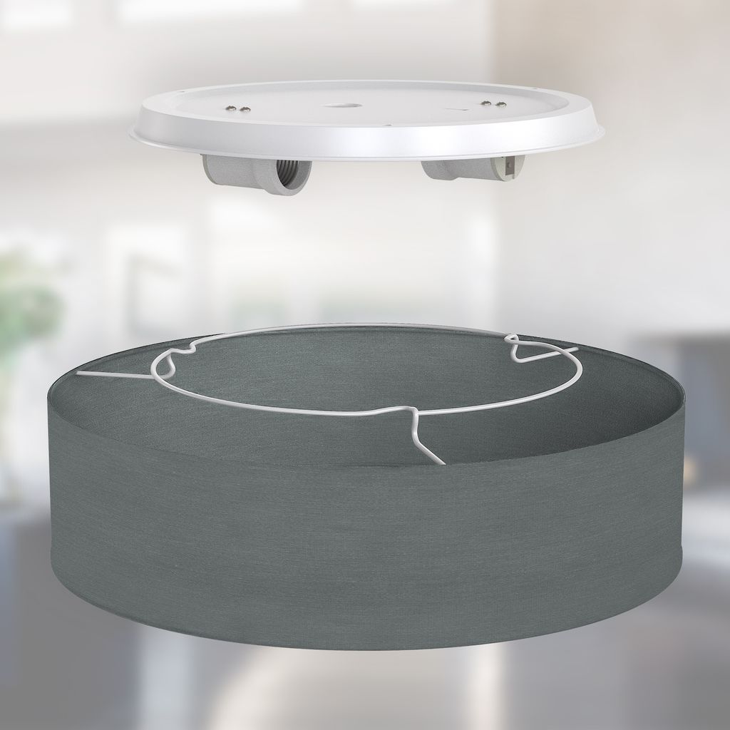 Deckenleuchte Ø38 cm - Stoffschirm. E27 Fassung. 2-flammig. grau 2