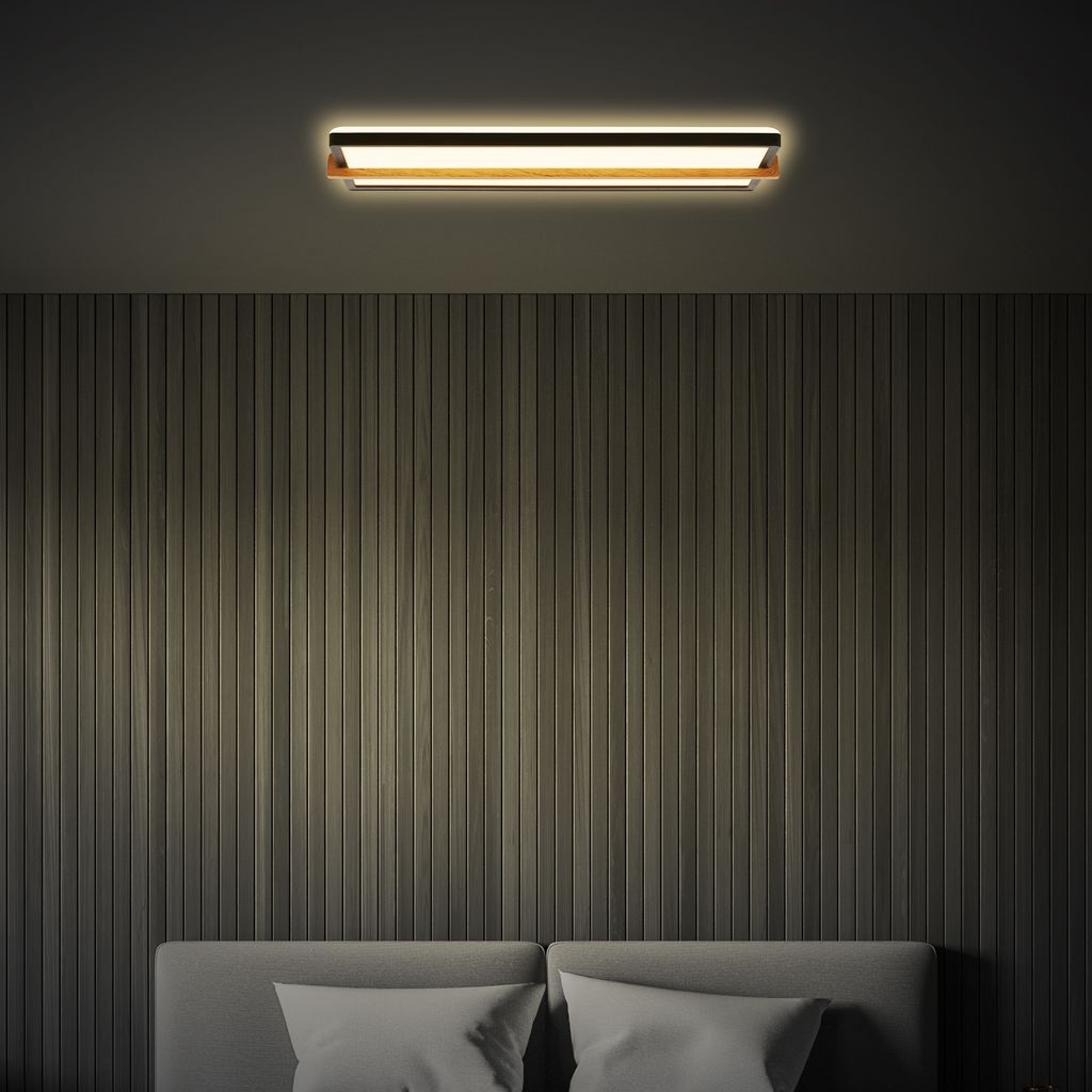 LED Deckenlampe Holz Deckenleuchte Wohnzimmer Schlafzimmer Warmweißes Licht 5