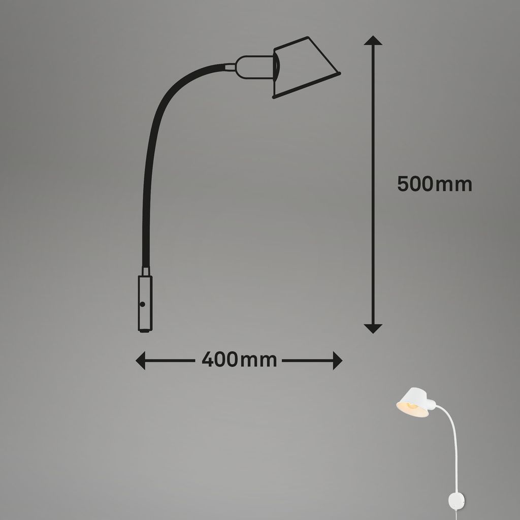 Bettleuchte Bettlampe schwenkbar Leselampe 1xE27 10W weiß Schlafzimmer Briloner 7