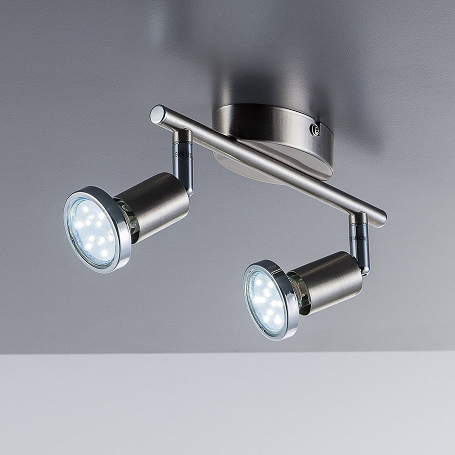 Deckenstrahler - 6W. 500lm. LED. schwenkbar. 2-flammig. GU10. warmweiß. matt-nickel 7