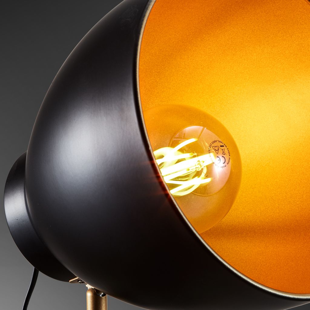 Stehlampe - Schalter. schwenkbar. E27 Fassung. max. 40W. Schwarz-Gold 6