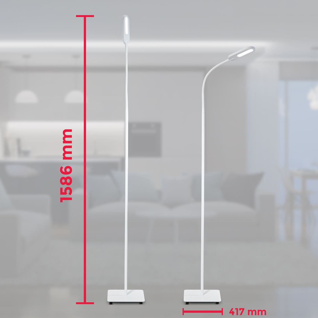 LED Design Stehleuchte dimmbar schwenkbar matt-weiß - 9