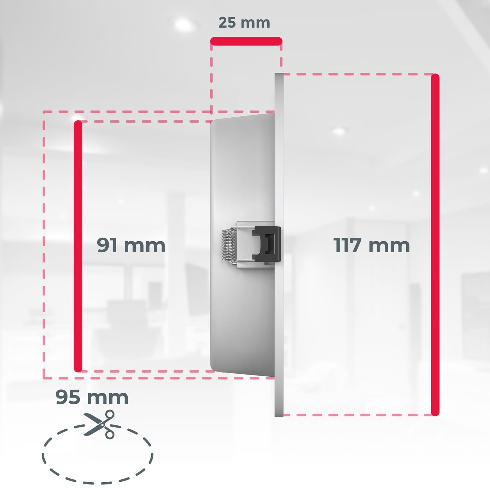 LED Einbaustrahler Bad 117mm - 6er SET - Einbauleuchten IP44 spritzwassergeschützt ultra-flach 25mm 230V 6W 510lm warmweißes Licht Badezimmer Küche | Weiß - 7