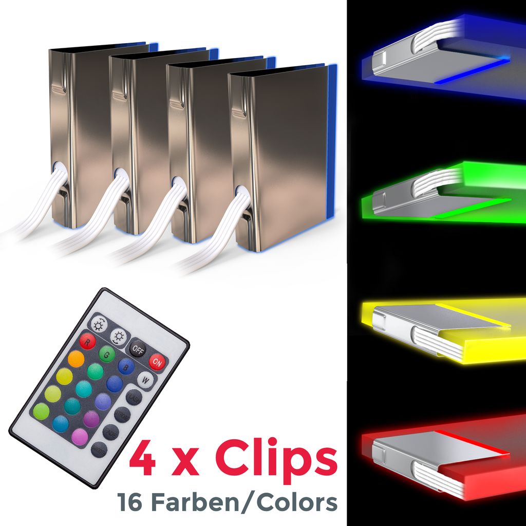 Schrankbeleuchtung - LED. Farbwechsel. Fernbedienung. RGB. chromfarbig 2