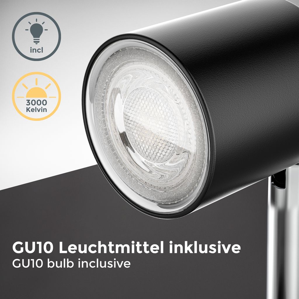 Klemmlampe - 5W. 400lm. LED. mit Stecker. dimmbar. warmweiß. schwarz 2