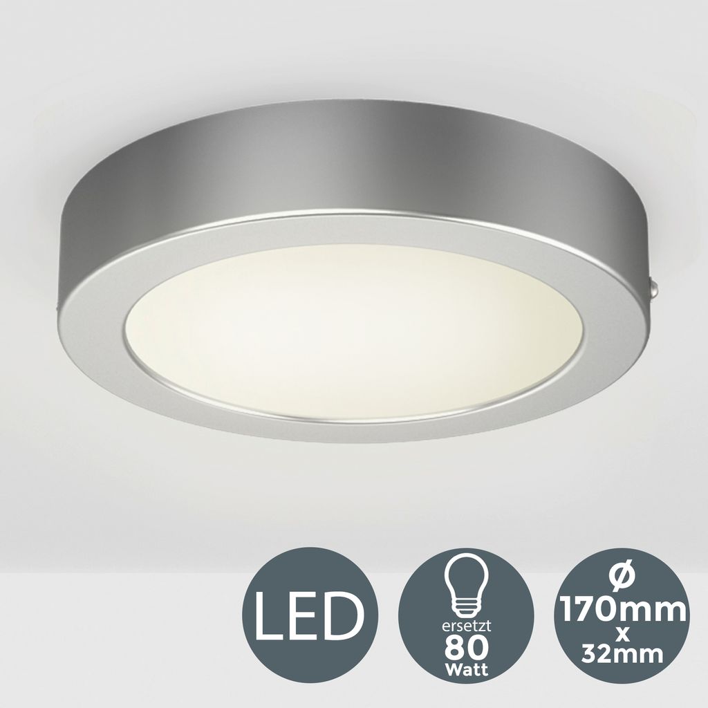 Deckenleuchte Ø17 cm - 12W. 900lm. LED. warmweiß. silberfarbig 1