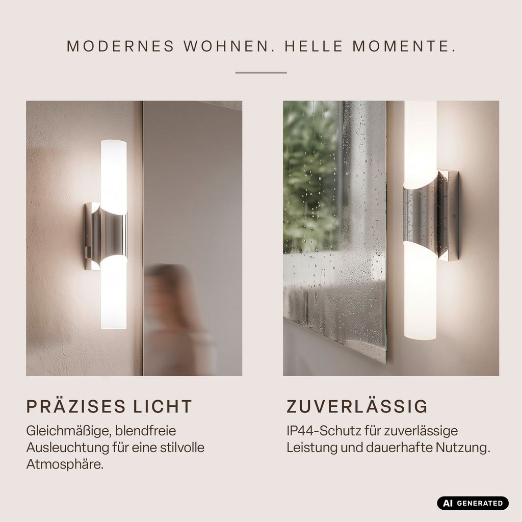 Kave LED Spiegelleuchte - 7W, 750lm, Neutralweiß, IP44, Chrom