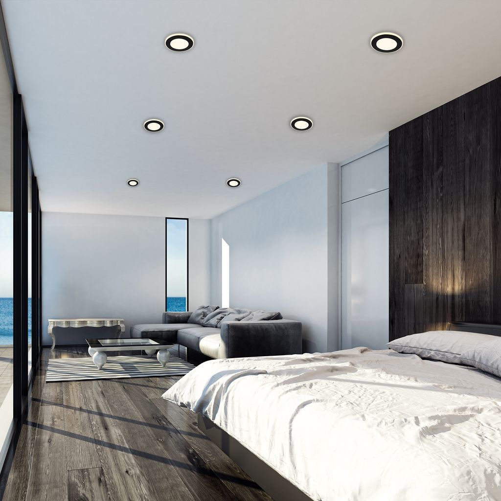 Einbaustrahler 68mm 6er Set - 230V. 4.9W. 425ml. LED. Nachtlichtring. warmweiß. schwarz 3