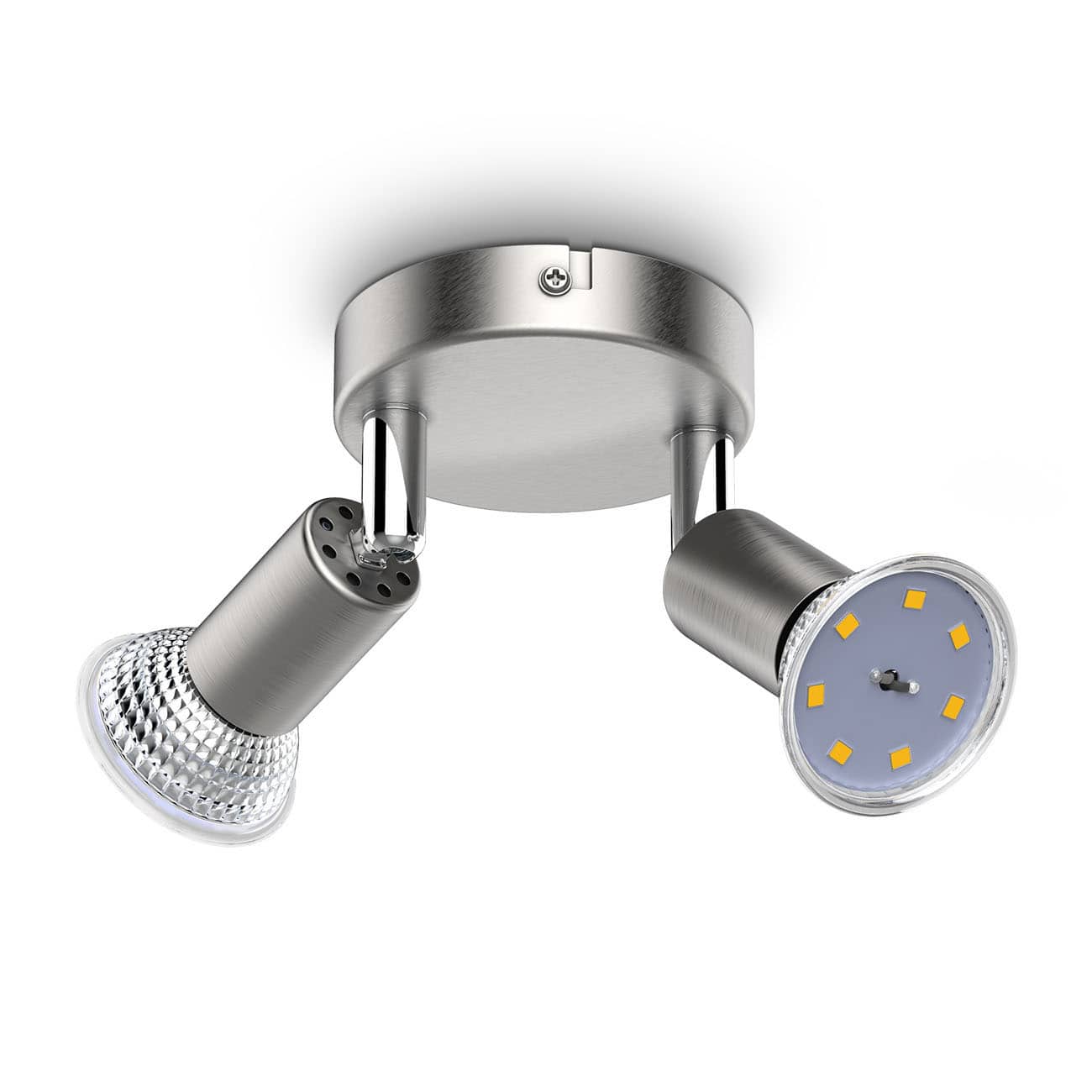 LED Deckenspot 11x10,9cm - 2-flammig - Deckenleuchte GU10 6W 500lm Spots dreh- & schwenkbar warmweiß | Matt-Nickel - 1