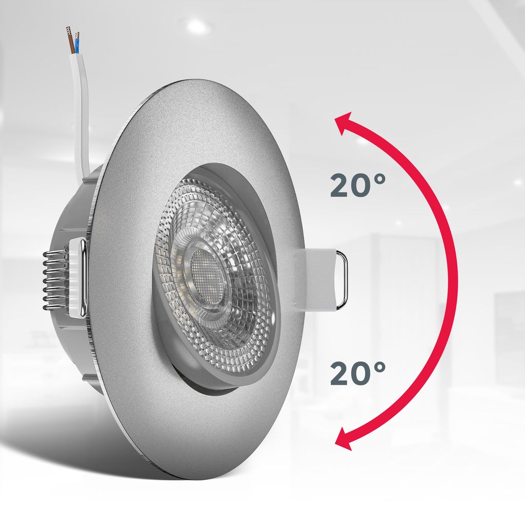Einbaustrahler 68mm 6er Set - 230V. 4.9W. 480lm. LED. warmweiß. matt-nickel 9