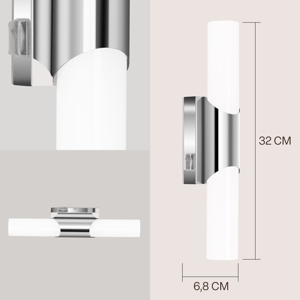Kave LED Spiegelleuchte - 7W, 750lm, Neutralweiß, IP44, Chrom