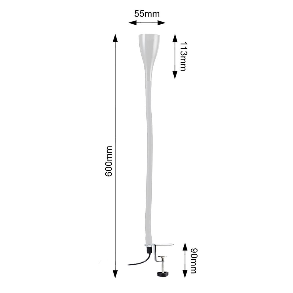 Klemmlampe - 4.8W. 400lm. LED. mit Stecker. dimmbar. warmweiß. weiß 8