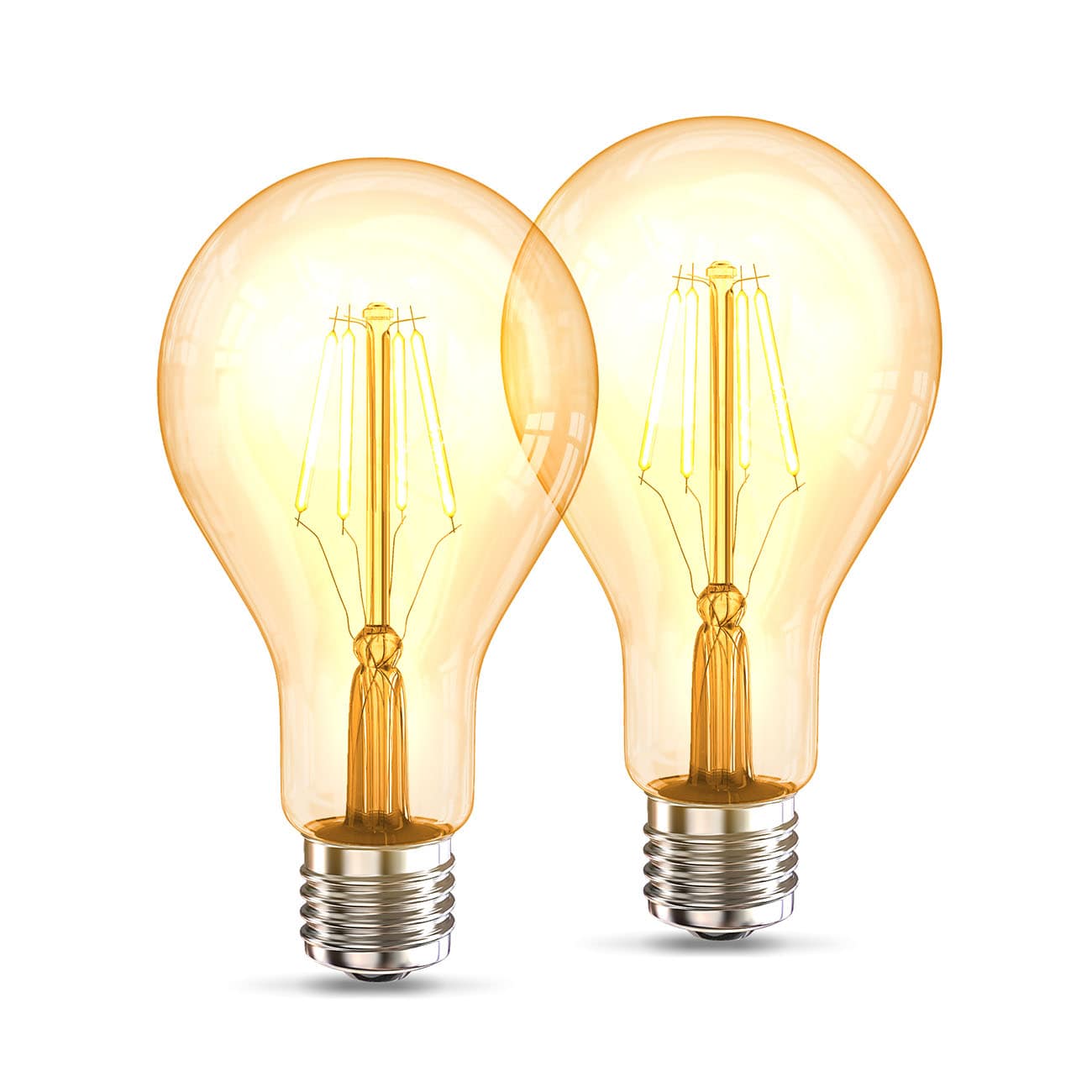 LED Glühbirne A75 E27 Vintage Lampe Edison - 2er Set - Retro-Glühlampe 143x64mm Energiesparlampe 4W 360lm 2.200K ultra-warmweiß | bernstein - 3