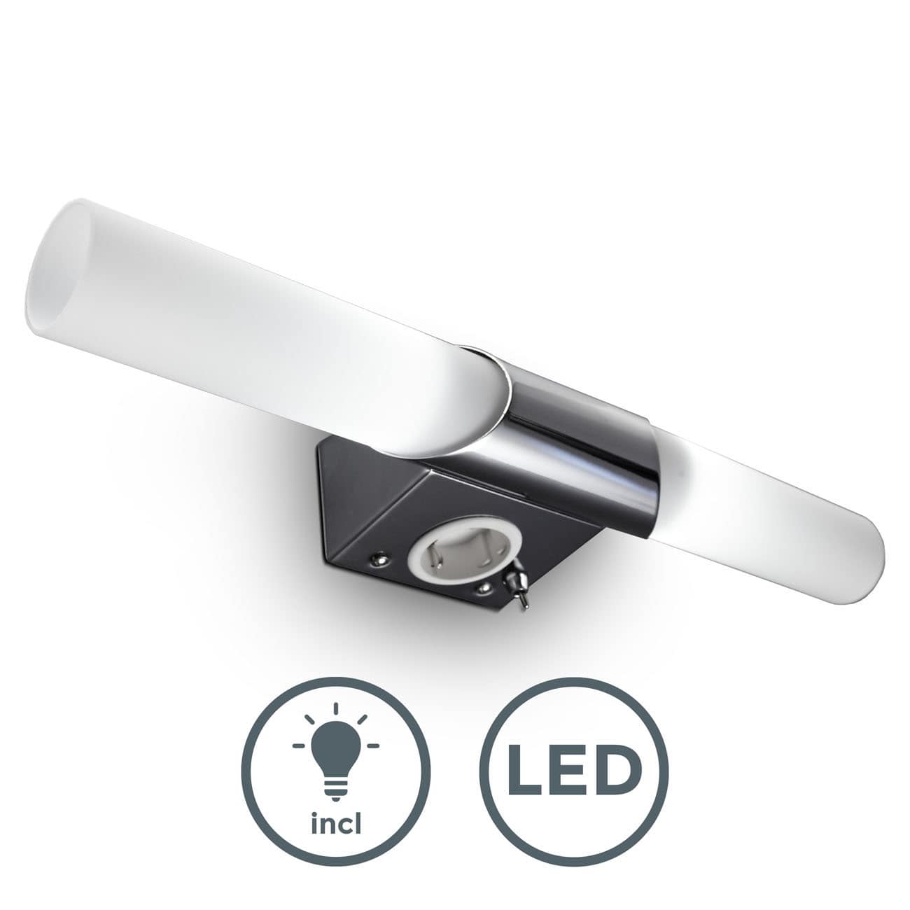LED Spiegelleuchte Badlampe mit Steckdose 2xE14  - 3