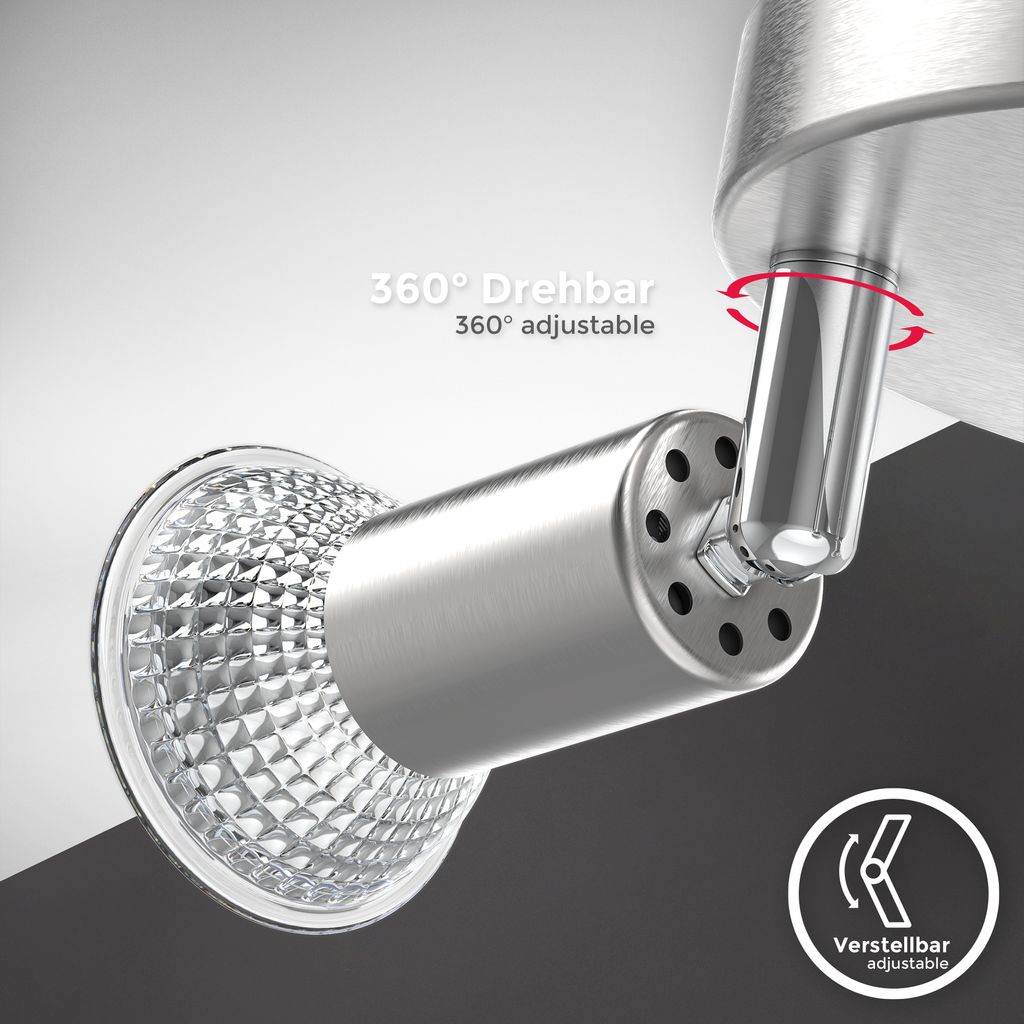 Deckenstrahler - 11.6W. 1040lm. LED. schwenkbar. GU10. Rondell. warmweiß. matt-nickel 5