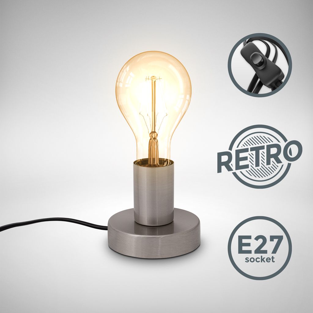 Nachttischlampe - mit Schalter. Metall. max. 10W. E27. matt-nickel 1