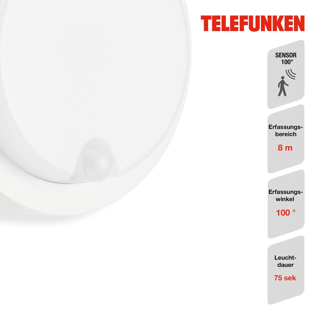 LED Sensor Außenwandleuchte. Ø 17 cm. 12 W. Weiß 4