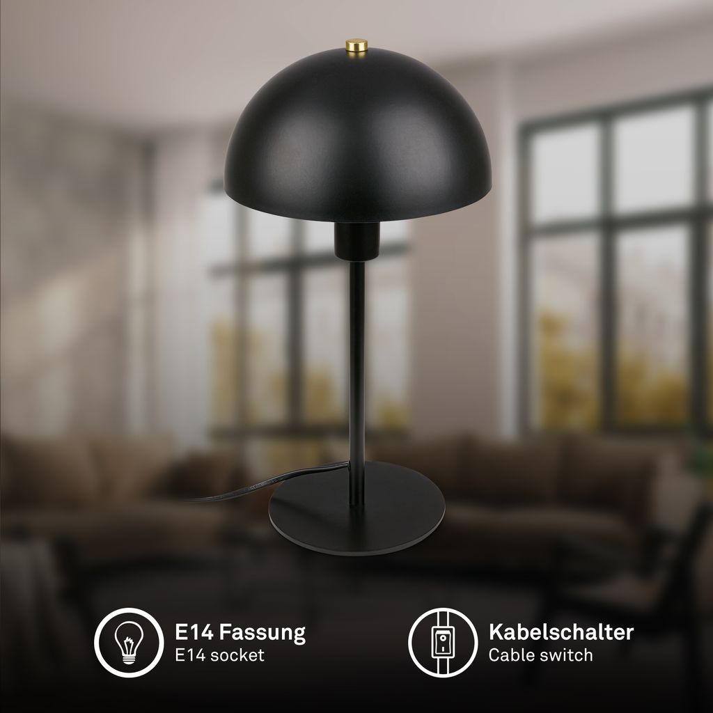 Briloner PURA Tischlampe. Kabelschalter. E14. Schwarz. Ø18 x 35 cm 2