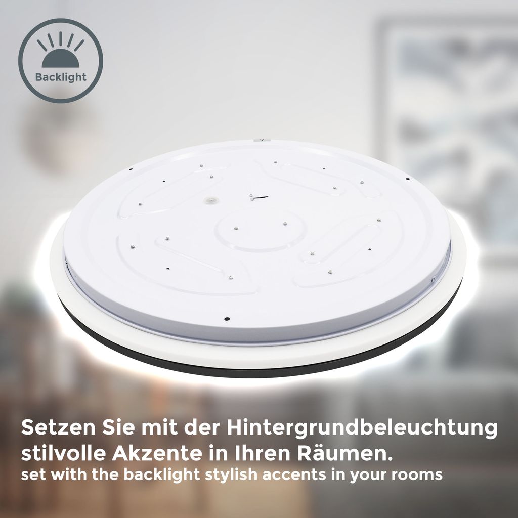 Deckenlampe Ø38 cm - 24W. 3000lm. LED. backlight. neutralweiß. schwarz 2