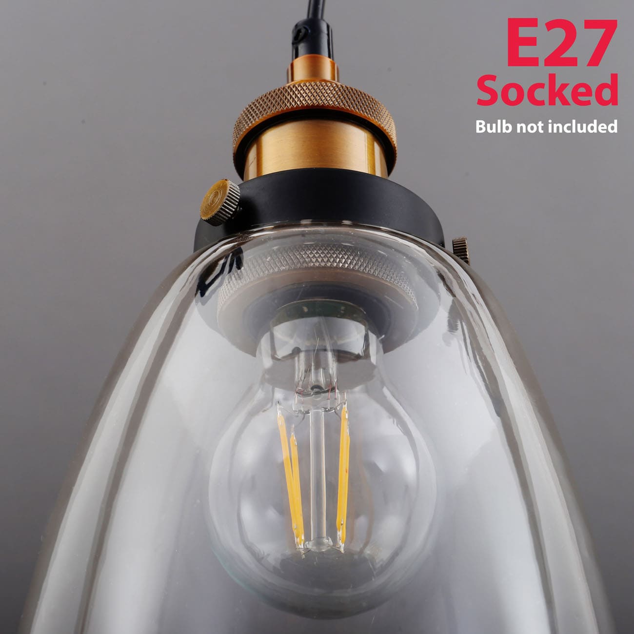 LED Pendelleuchte, Retro, 1-flammig, E27, max. 60Watt, Glasschirm Messing, Vintage Hängelampe, Länge: 120cm - 7