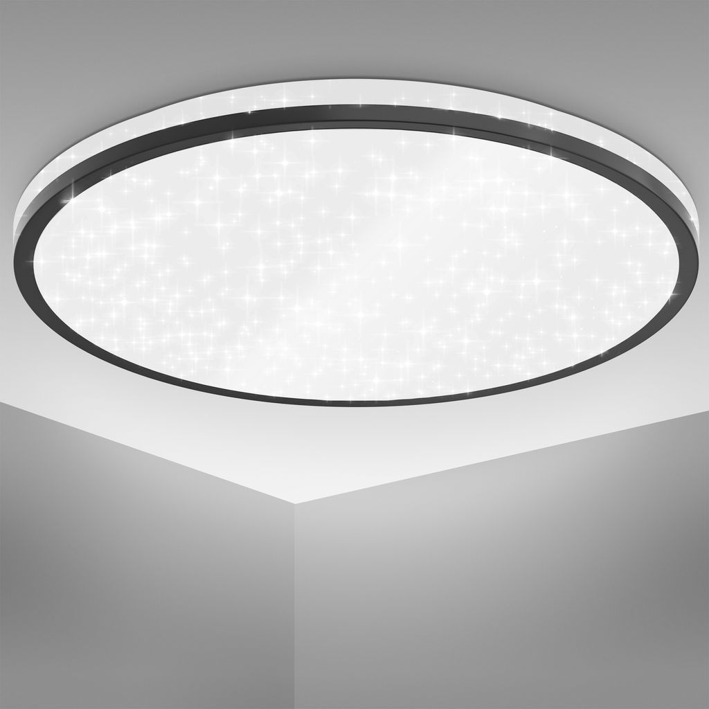 Deckenlampe Ø33 cm - 18W. 1800lm. LED. Sternenhimmel. neutralweiß. schwarz 8