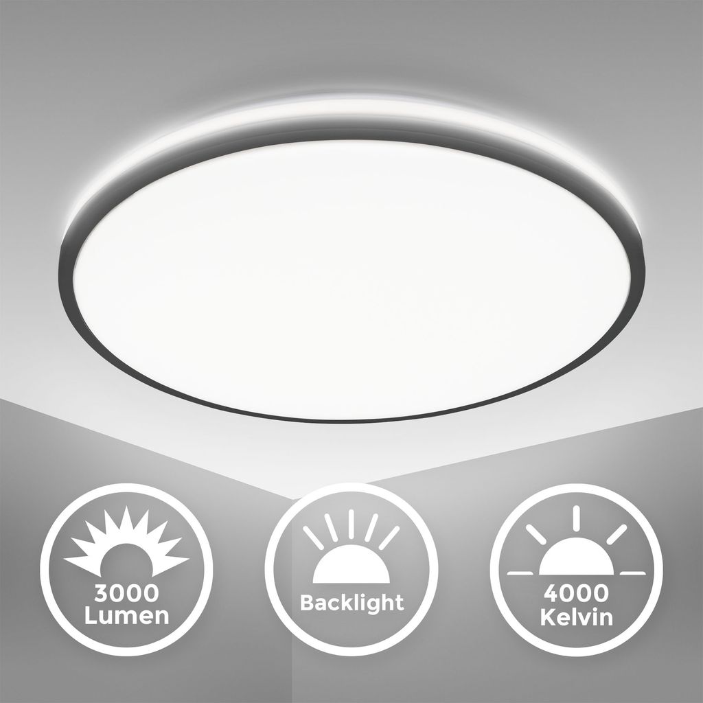 Deckenlampe Ø38 cm - 24W. 3000lm. LED. backlight. neutralweiß. schwarz 1