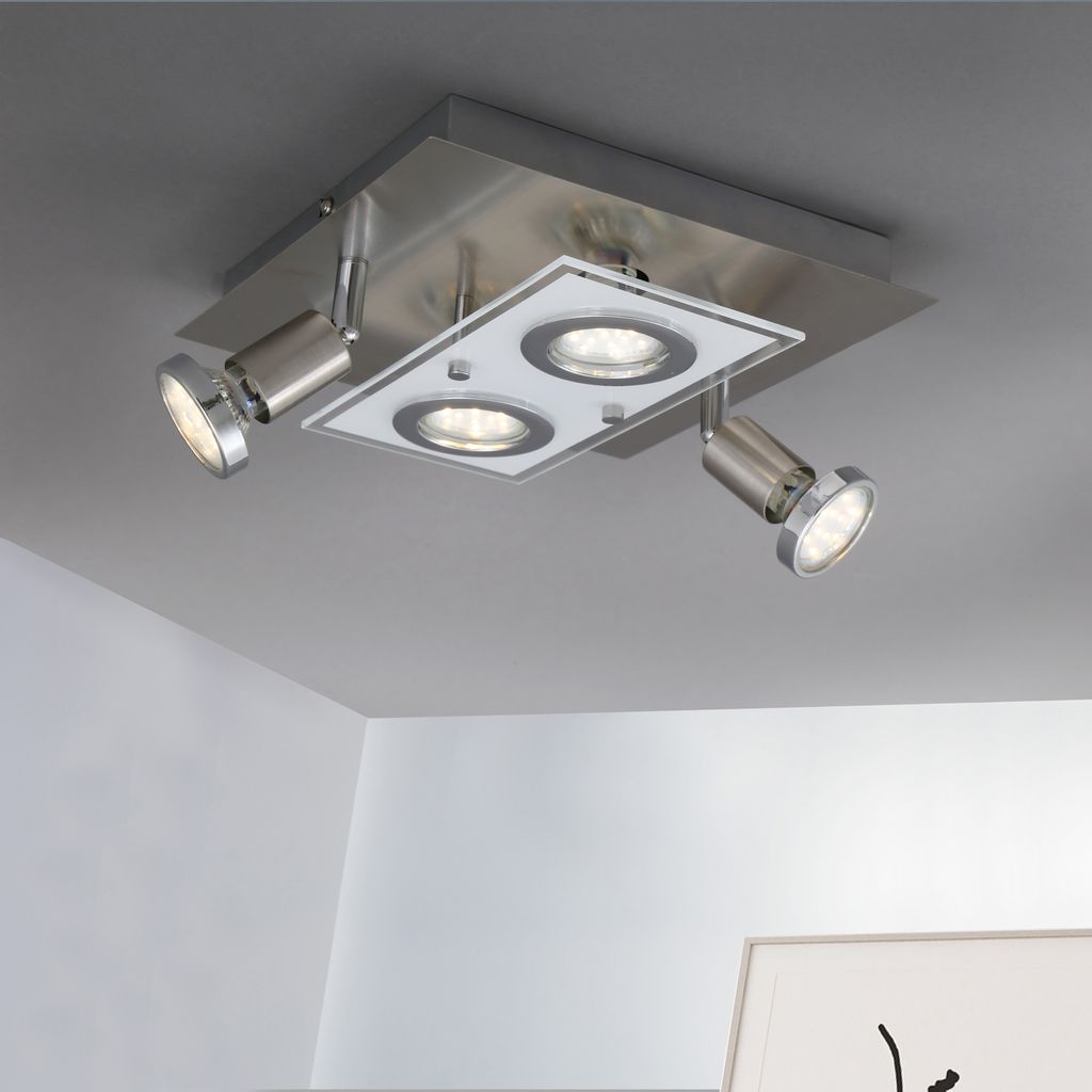 Deckenleuchte 25x25 cm - 12W. 1000lm. LED. schwenkbar. warmweiß. matt-nickel 3