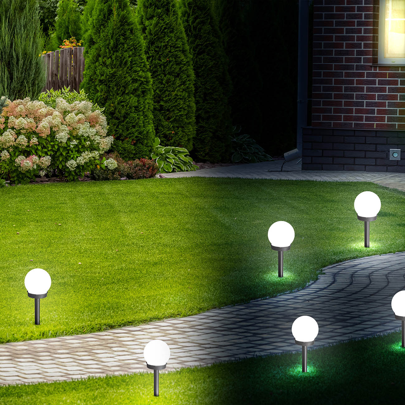 Solar LED Kugeln | Lampions  für Außen mit Erdspieß und Sensor - 5