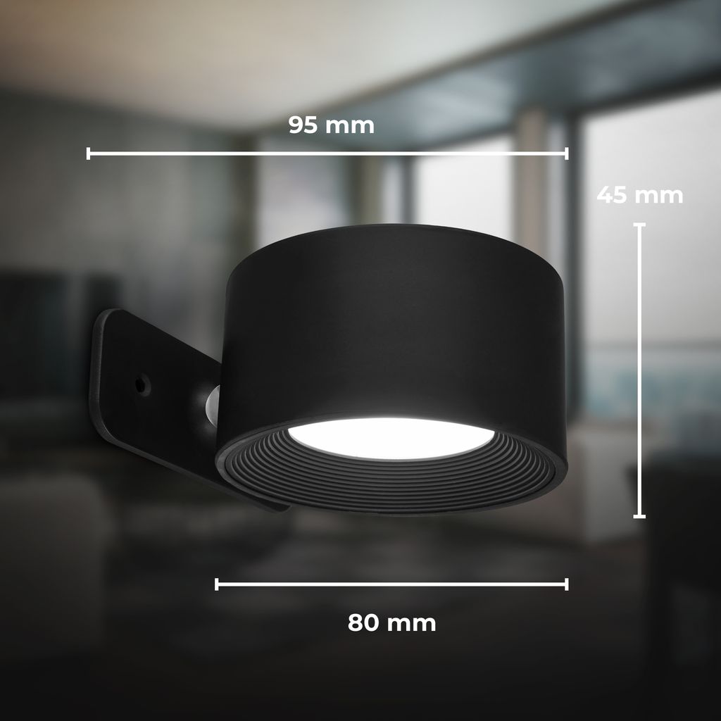 Wandlampe - 2W. 150lm. LED. kabellos. dimmbar. CCT. schwarz 4