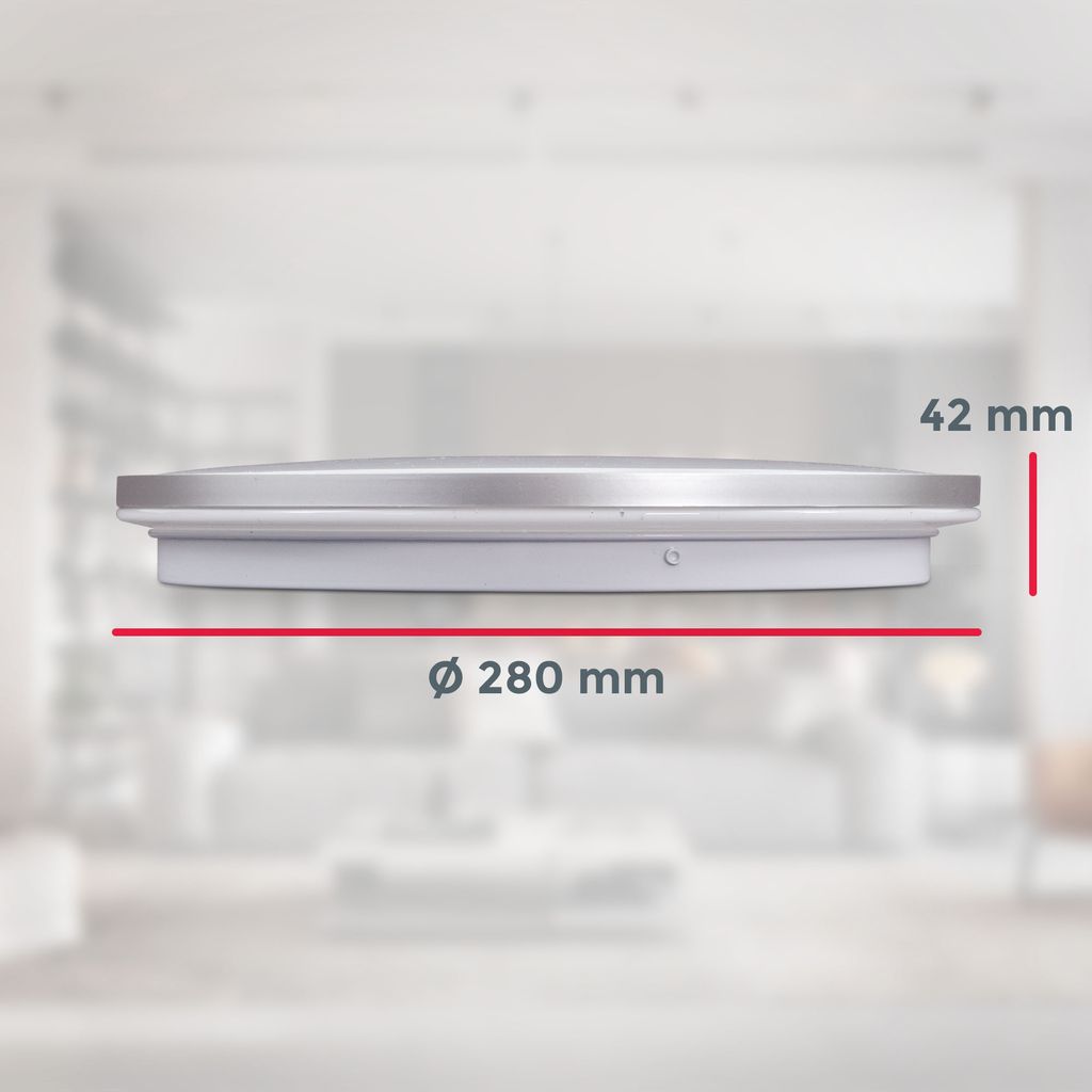 Deckenlampe Ø28 cm - 18W. 2000lm. LED. Sternenhimmel. neutralweiß. silberfarbig 6