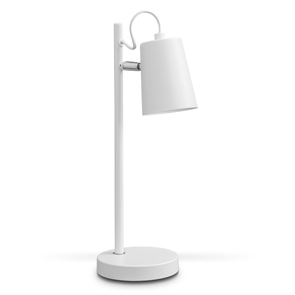 Schreibtischlampe - mit Stecker. Schalter. schwenkbar. E14 Fassung. weiß 0