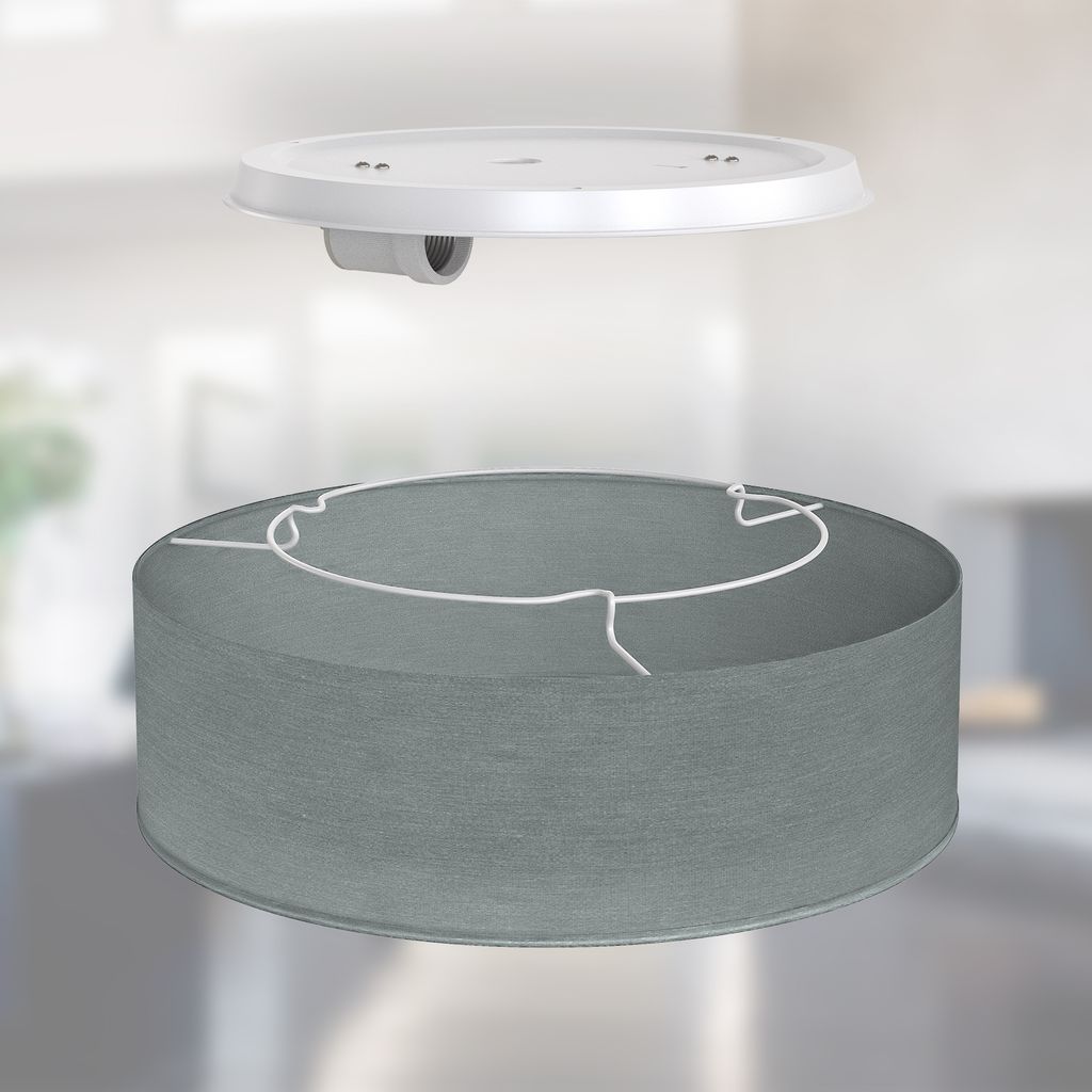 Deckenleuchte Ø30 cm - Stoffschirm. E27 Fassung. 1-flammig. grau 8