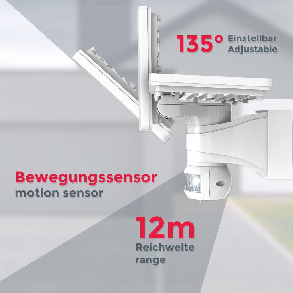 Außenstrahler - 20W. 2300lm. IP44. LED. mit Bewegungsmelder. neutralweiß. weiß 6