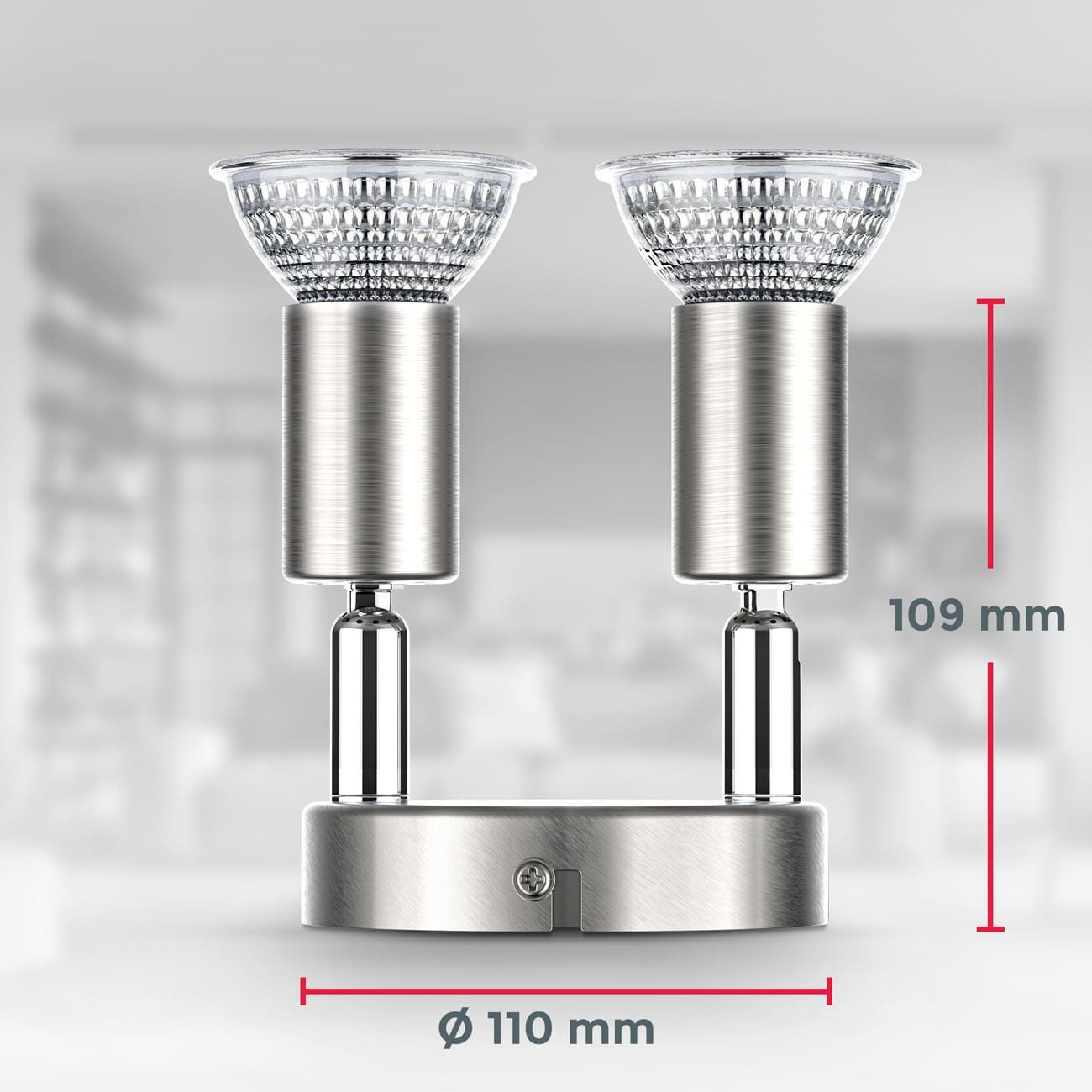 LED Deckenspot 11x10,9cm - 2-flammig - Deckenleuchte GU10 6W 500lm Spots dreh- & schwenkbar warmweiß | Matt-Nickel - 7