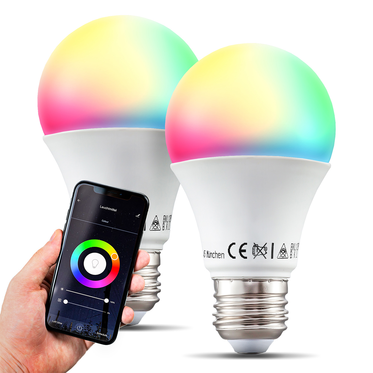 WiFi LED Leuchtmittel RGB + CCT E27 9W | 2er Set - 3