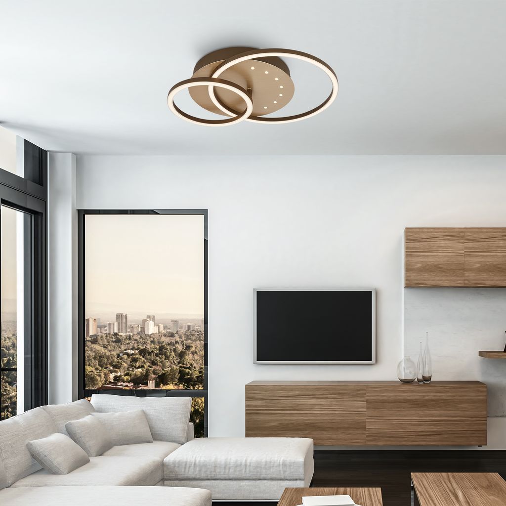 LED ceiling light with LED dots.brown-gold.LED/26W 2