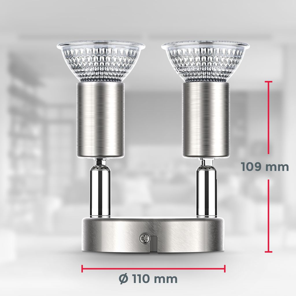 LED Spotleuchte. matt-nickel. 2xLED/GU10/3W 7