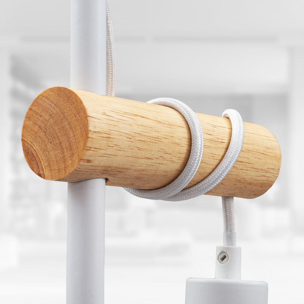Nachttischlampe - mit Schalter. retro. max. 10W. E27 Fassung. weiß-holz 5