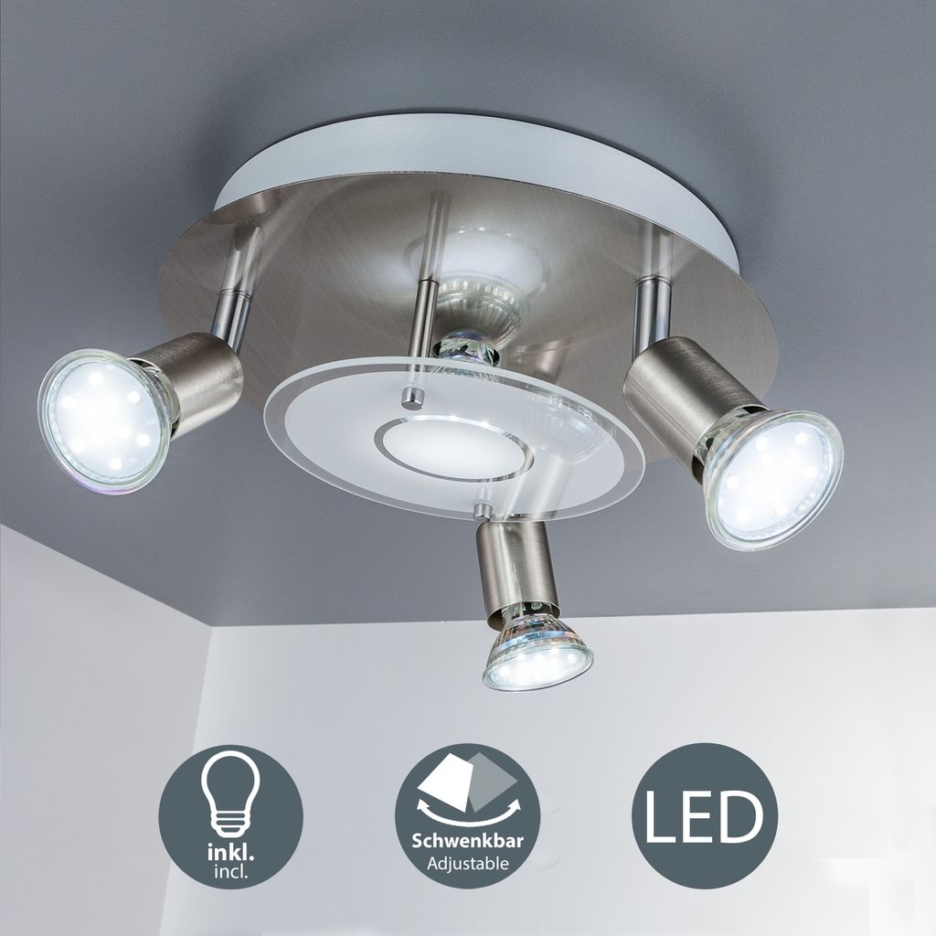 Deckenleuchte Ø25 cm - 12W. 1000lm. LED. schwenkbar. warmweiß. matt-nickel 1