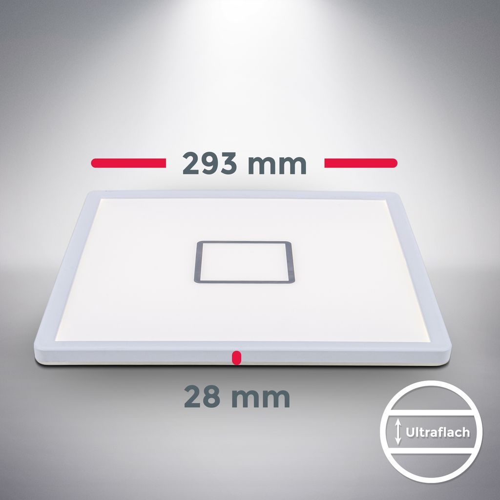 Deckenleuchte Ø29.3 cm - 18W. 2400lm. LED. neutralweiß. quadratisch. silberfarbig 4
