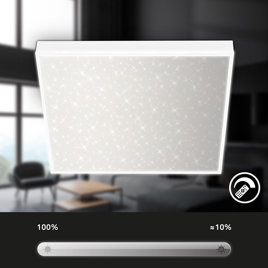CCT LED Panel dimmbar 38x38 cm - Rahmenlos. Sternenhimmel. 2300 lm. 22W. 30006500K. Fernbedienung. weiß 3