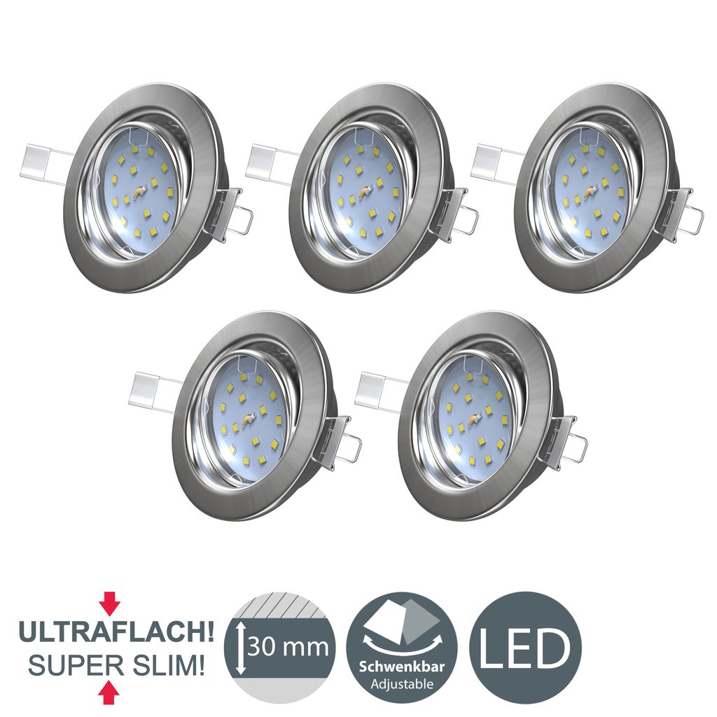 Einbauspot 68mm 5er Set - 230V. 4.8W. 400lm. LED. warmweiß. matt-nickel 11