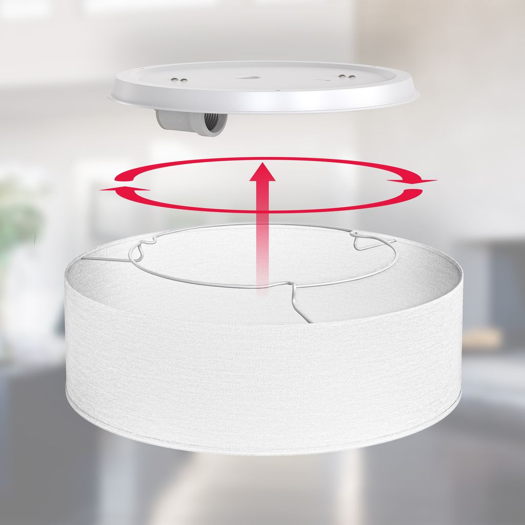 Deckenleuchte Ø30 cm - Stoffschirm. E27 Fassung. 1-flammig. weiß 2